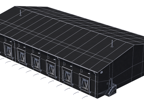 Industrial Building 8 Green 3D Model