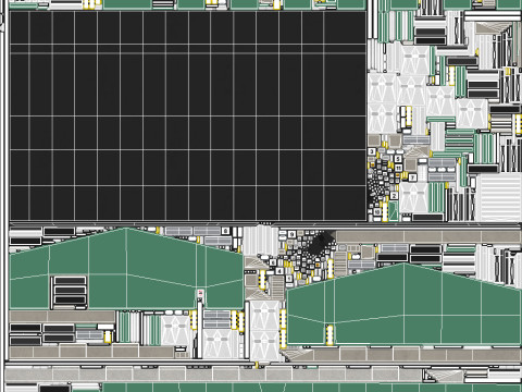 Industrial Building 8 Green 3D Model