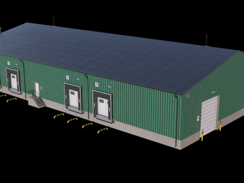 Industrial Building 8 Green 3D Model