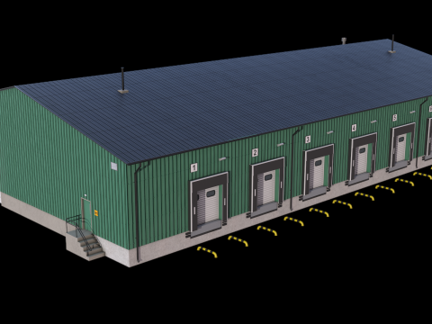 Industrial Building 8 Green 3D Model