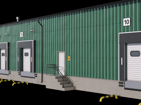 Industrial Building 8 Green 3D Model