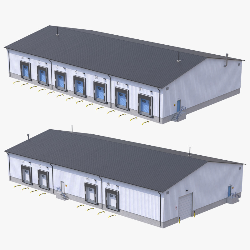 Industrial Building 8 3D Model .c4d .max .obj .3ds .fbx .stl .blend