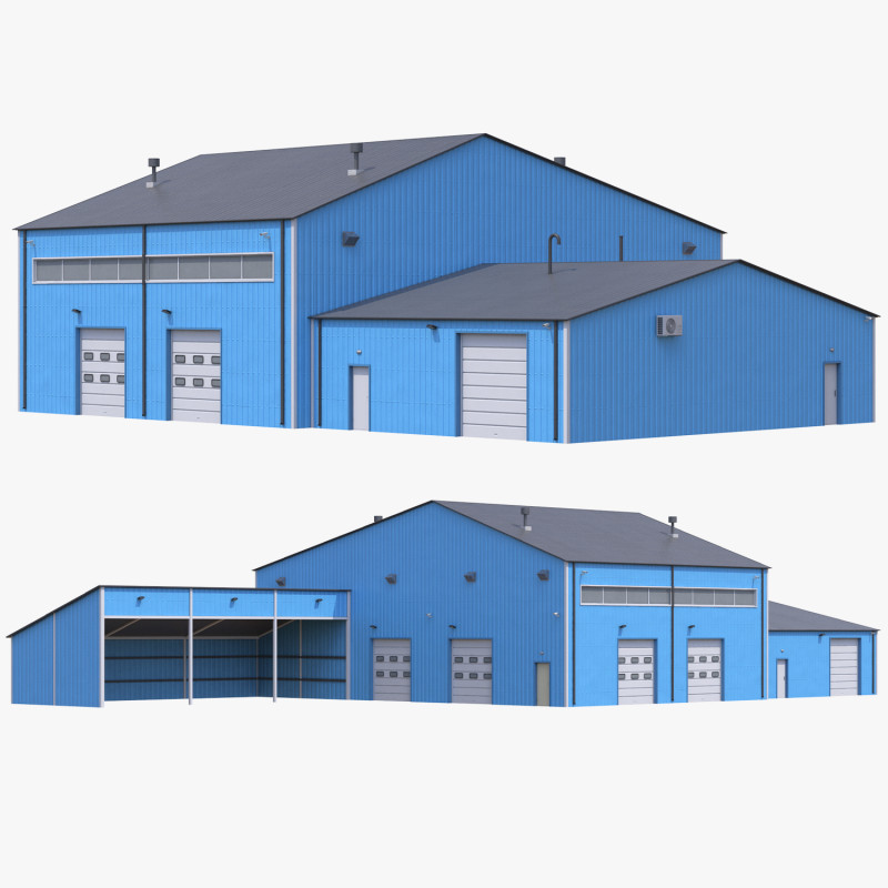 Industrial Building 9 Blue Modelo 3D .c4d .max .obj .3ds .fbx .stl .blend