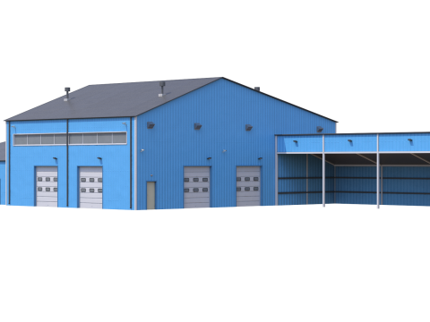 Industrial Building 9 Blue Modelo 3D