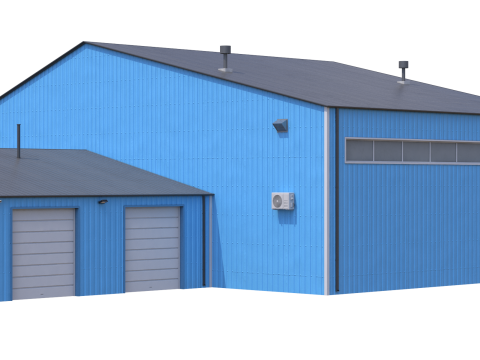 Industrial Building 9 Blue Modelo 3D