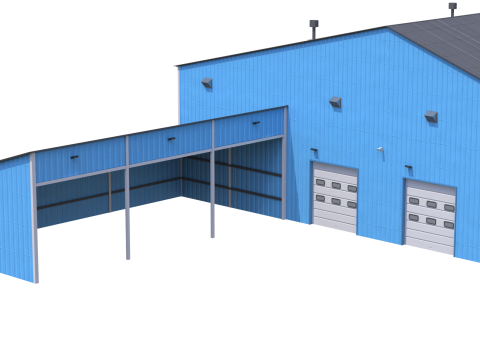 Industrial Building 9 Blue Modelo 3D