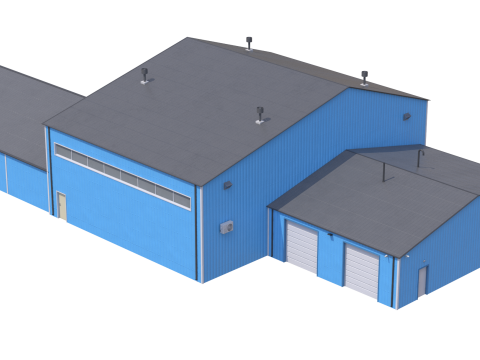 Industrial Building 9 Blue Modelo 3D