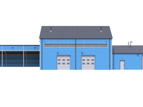 Industrial Building 9 Blue Modelo 3D
