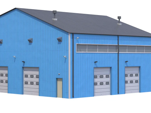 Industrial Building 9 Blue 3D Model