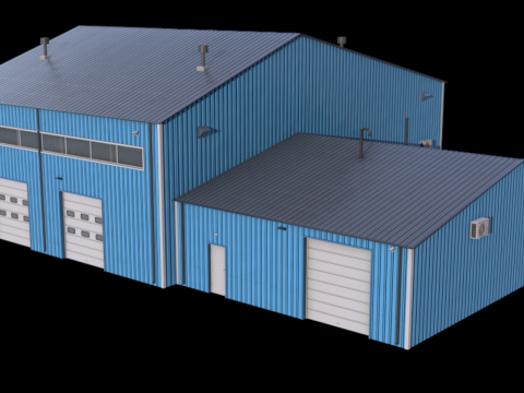 Industrial Building 9 Blue Modelo 3D
