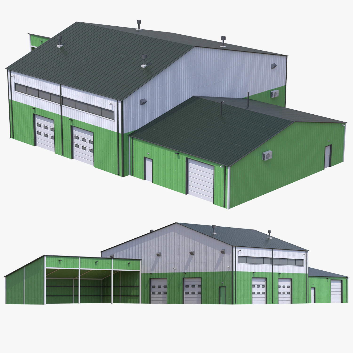 Apartment Building 9 Green 3D Model .c4d .max .obj .3ds .fbx .stl .blend
