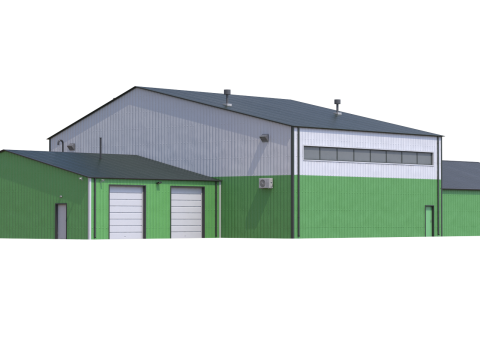 Apartment Building 9 Green 3D Model