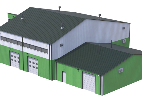 Apartment Building 9 Green 3D Model
