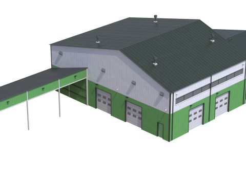Apartment Building 9 Green 3D Model