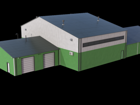 Apartment Building 9 Green 3D Model
