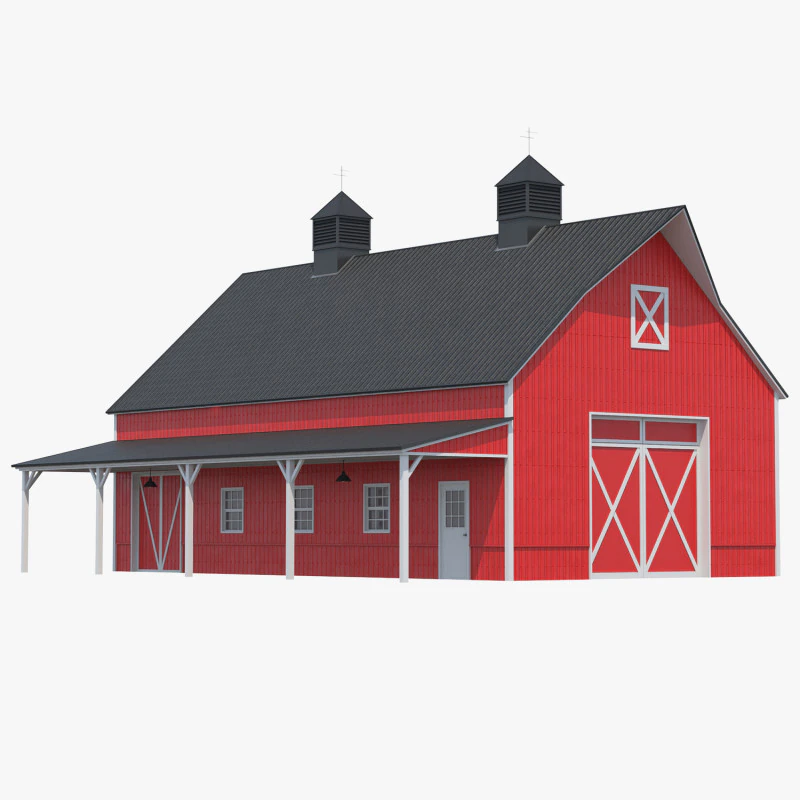 Red Barn 3D Model .c4d .max .obj .3ds .fbx .stl .blend 