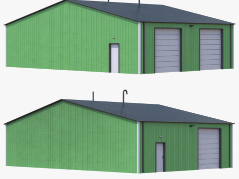Industrial Building 11 Green 3Dモデル