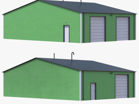 Budynek Przemysłowy 11 Zielony Model 3D