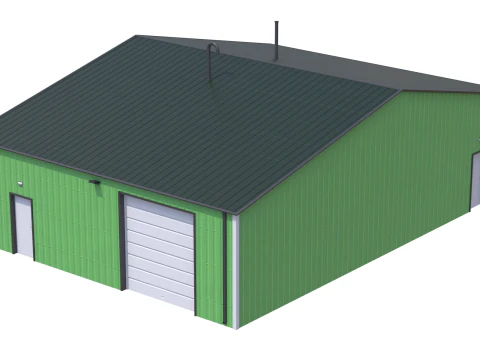 Industrial Building 11 Green 3D Model