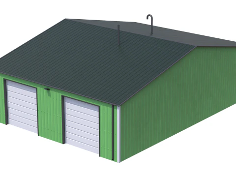 Industrial Building 11 Green 3D Model