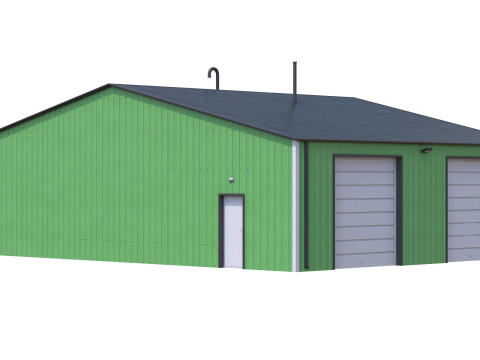 Industrial Building 11 Green Modelo 3D