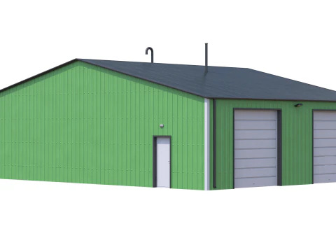 Industrial Building 11 Green 3D Model