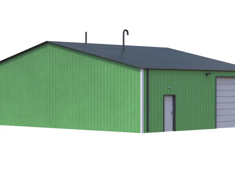 Industrial Building 11 Green 3D Model