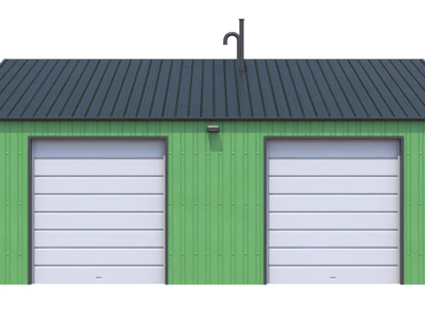 Industrial Building 11 Green 3D Model