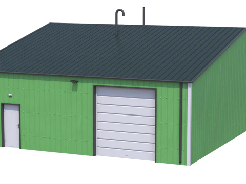 Industrial Building 11 Green 3D Model