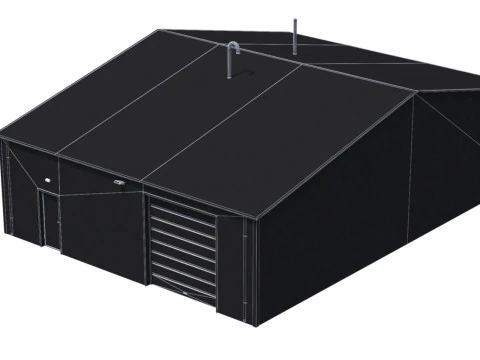 Industrial Building 11 Green 3D Model