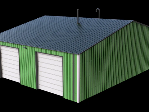 Industrial Building 11 Green 3D Model