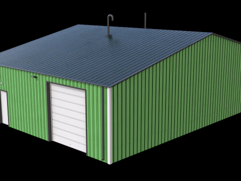 Industrial Building 11 Green 3D Model
