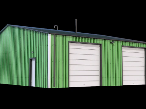 Industrial Building 11 Green 3D Model