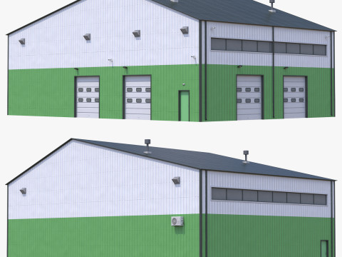 Industrial Building 13 Green 3D Model