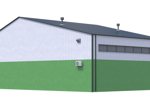 Industrial Building 13 Green 3D 模型