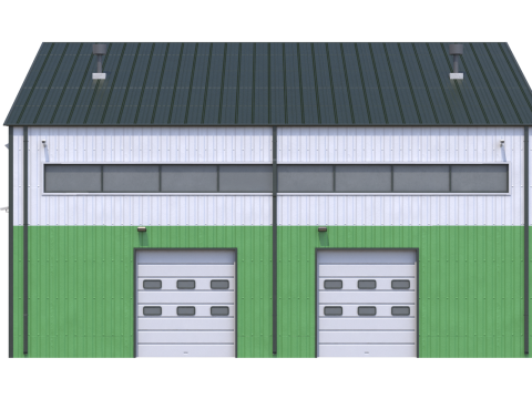Industrial Building 13 Green 3D 模型