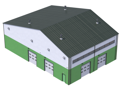 Industrial Building 13 Green 3D 模型