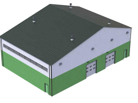 Industrial Building 13 Green 3D 模型