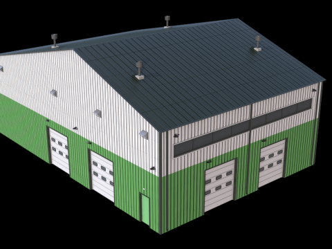 Industrial Building 13 Green 3D 模型