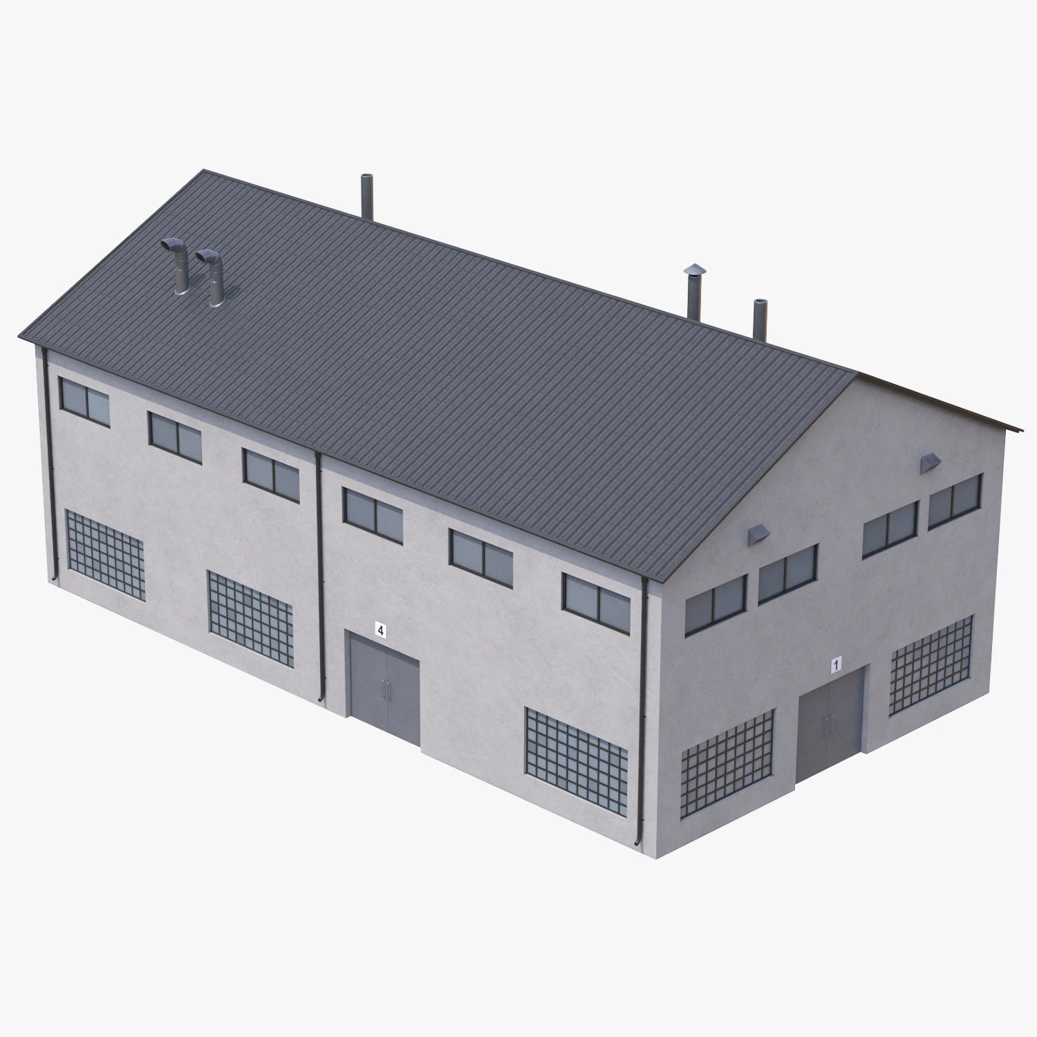 Industrial Building 14 3D Model .c4d .max .obj .3ds .fbx .stl .blend