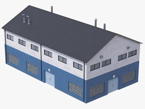 Industrial Building 14 Blue Modelo 3D