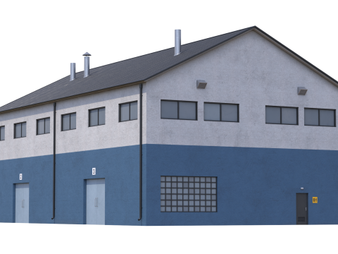 工业大厦14号蓝色 3D 模型