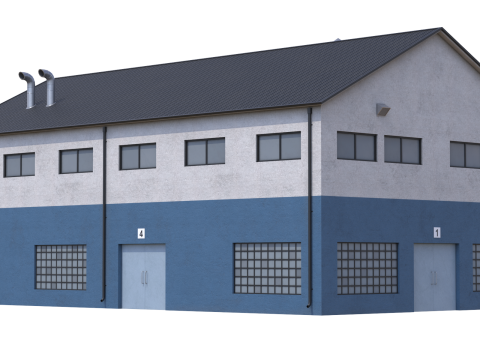 工业大厦14号蓝色 3D 模型