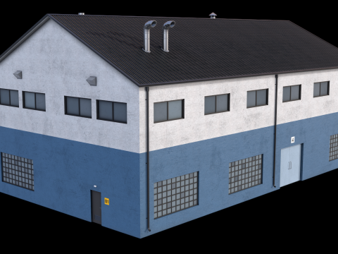 工业大厦14号蓝色 3D 模型