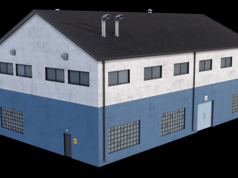 Industrial Building 14 Blue 3D Model