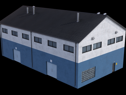 工业大厦14号蓝色 3D 模型