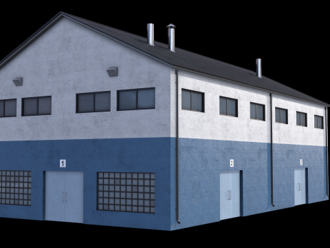 工业大厦14号蓝色 3D 模型