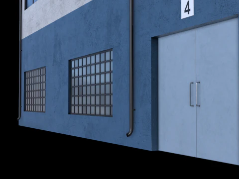 Industrial Building 14 Blue 3D Model