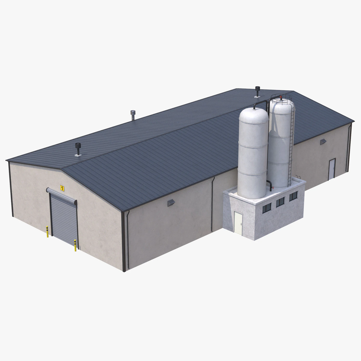 Industrial Building 6 3D Model .c4d .max .obj .3ds .fbx .stl .blend 