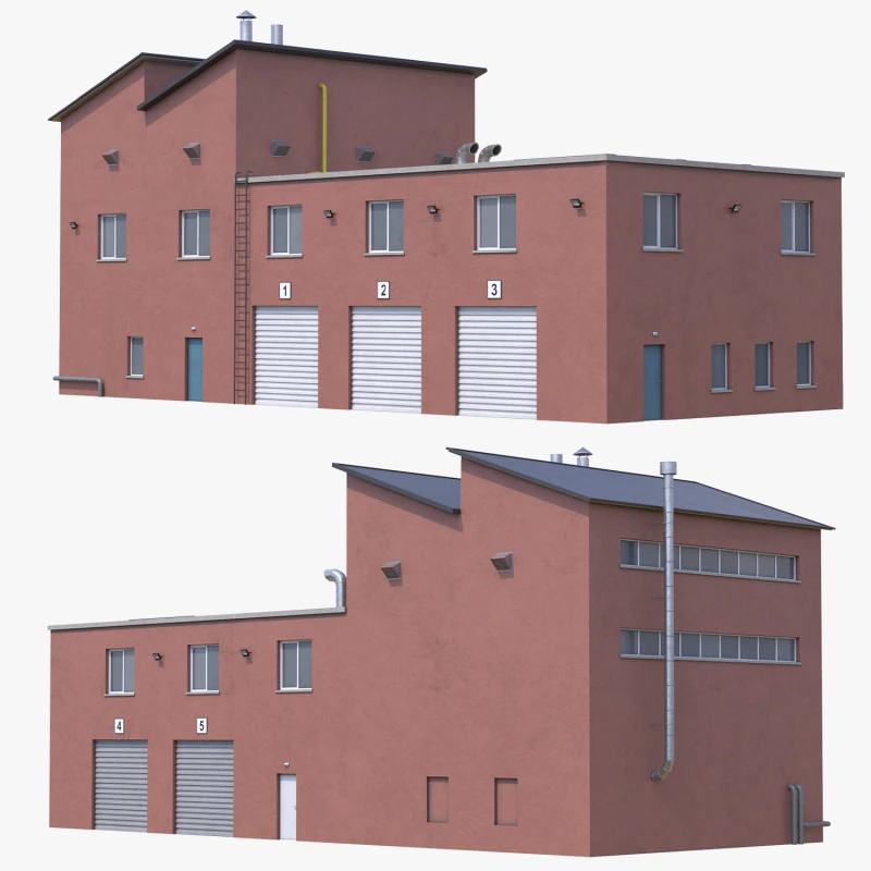 Производственное здание 15 3D Модель .c4d .max .obj .3ds .fbx .stl .blend
